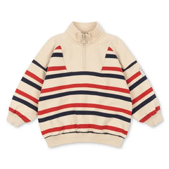 Konges Sløjd - Loupy Striped Organic Cotton Zip-Up Sweatshirt | Ecru