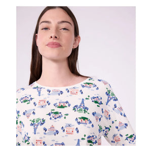 Petit Bateau - Eiffel Tower Organic Cotton Pajama | White