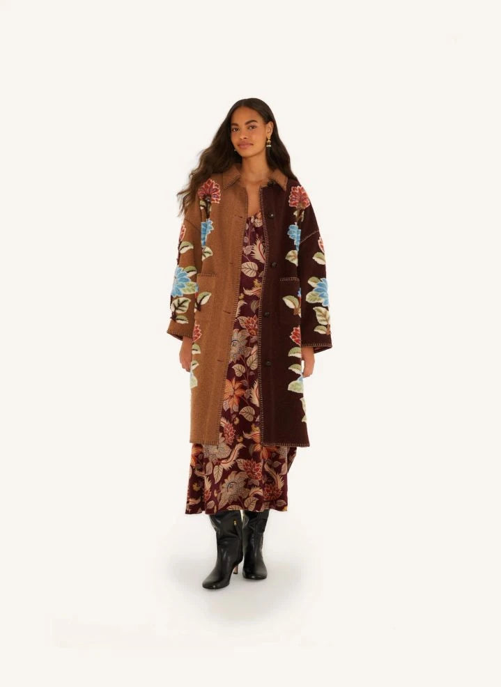 Farm Rio - Delhi Floral-Patterned Coat | Brown
