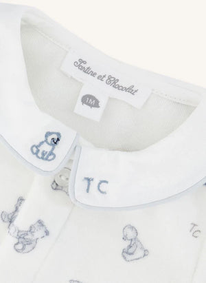 Tartine et Chocolat - Teddy Bear Claudine-Collared Pajamas | Ecru