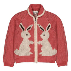 Hello Simone - Zipply Rabbit-Appliqué Cardigan | Pink