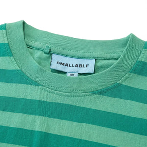 Smallable Kid - Nils Striped Organic Cotton T-shirt | Emerald green