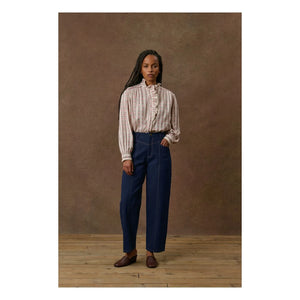 Louise Misha - Cora Organic Cotton Striped Blouse | Cream