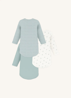 Petit Bateau - 3-Pack Organic Cotton Teddy Bodysuits | Green