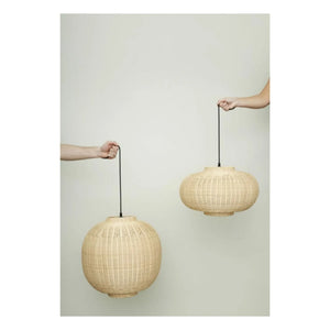 Hübsch - Rattan Ellipse Pendant Lamp