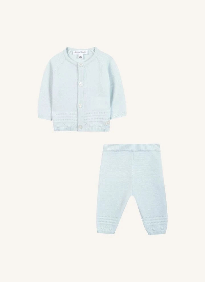 Tartine et Chocolat - Wool Sweater and Pants Set | Light blue