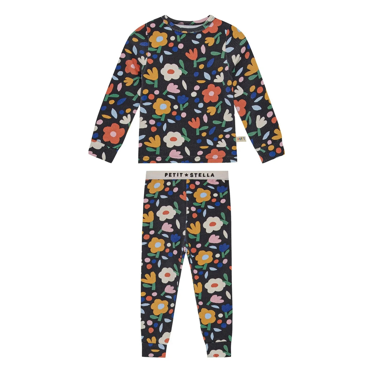 Petit Stella - Floral Pima Cotton and Modal Pajama | Black