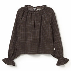Cozmo - Artis Checked Organic Cotton Blouse | Dark Brown