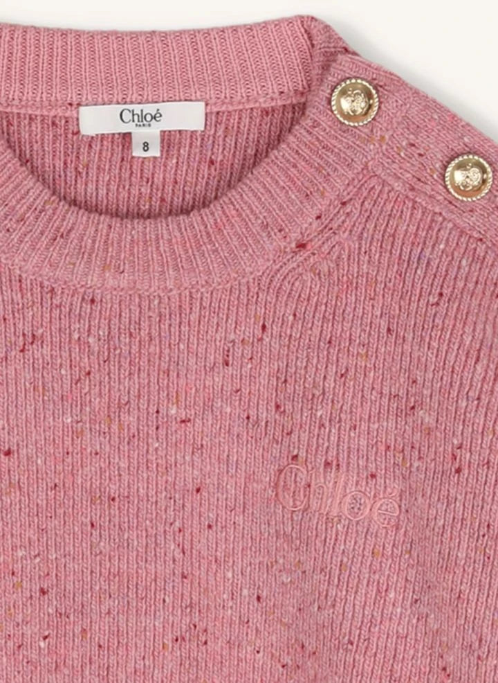 Chloé - Wool Buttoned Sweater | Dusty Pink