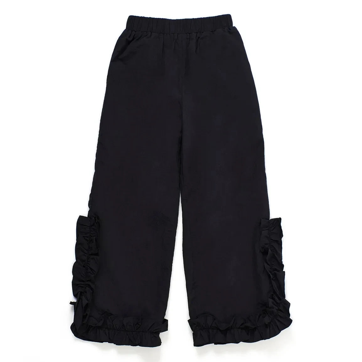 Maison Mangostan - Nylon Ruffled Pants | Black