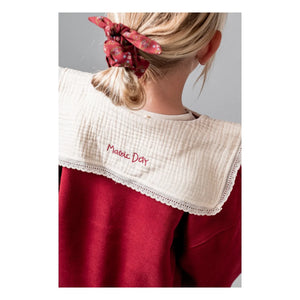 birinit - Embroidered draped collar organic cotton sweatshirt | Burgundy