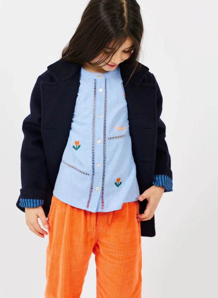 Arsène et Les Pipelettes - Floral Embroidered Blouse | Light blue