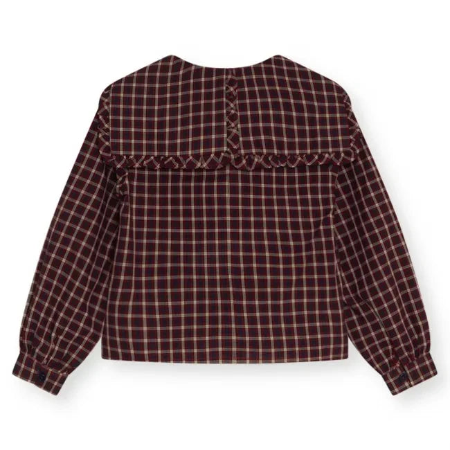 the new society - Orbit Checked Blouse | Burgundy
