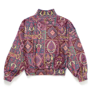 Maison Mangostan - Velvet Patchwork Mock Neck Sweatshirt | Burgundy