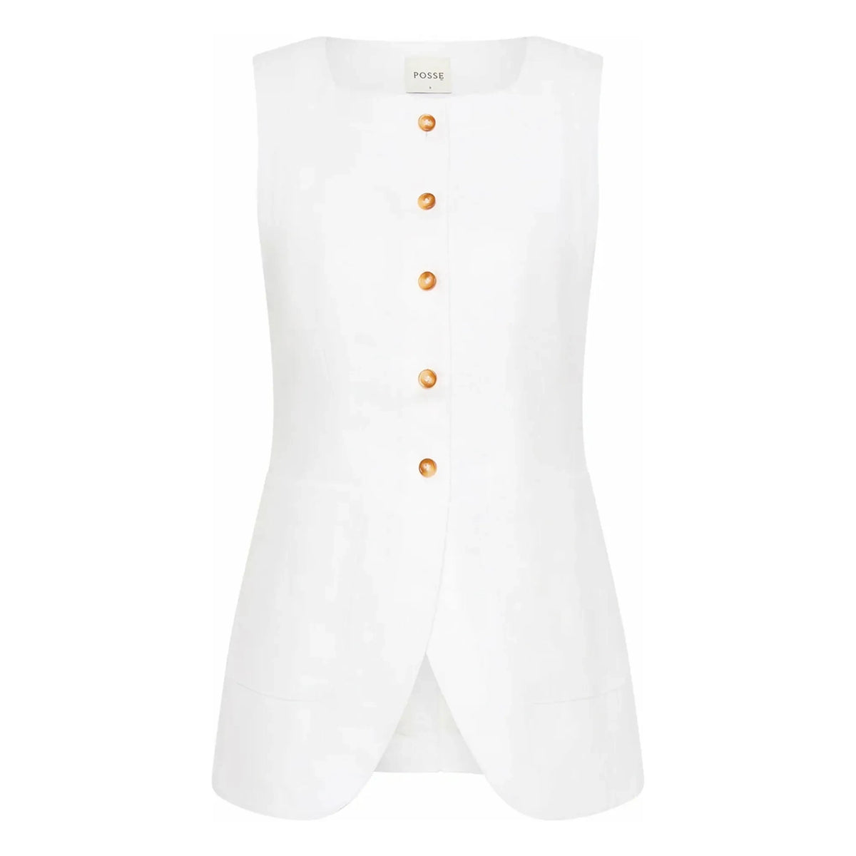 Posse - Emma Sleeveless Linen Vest | Cream