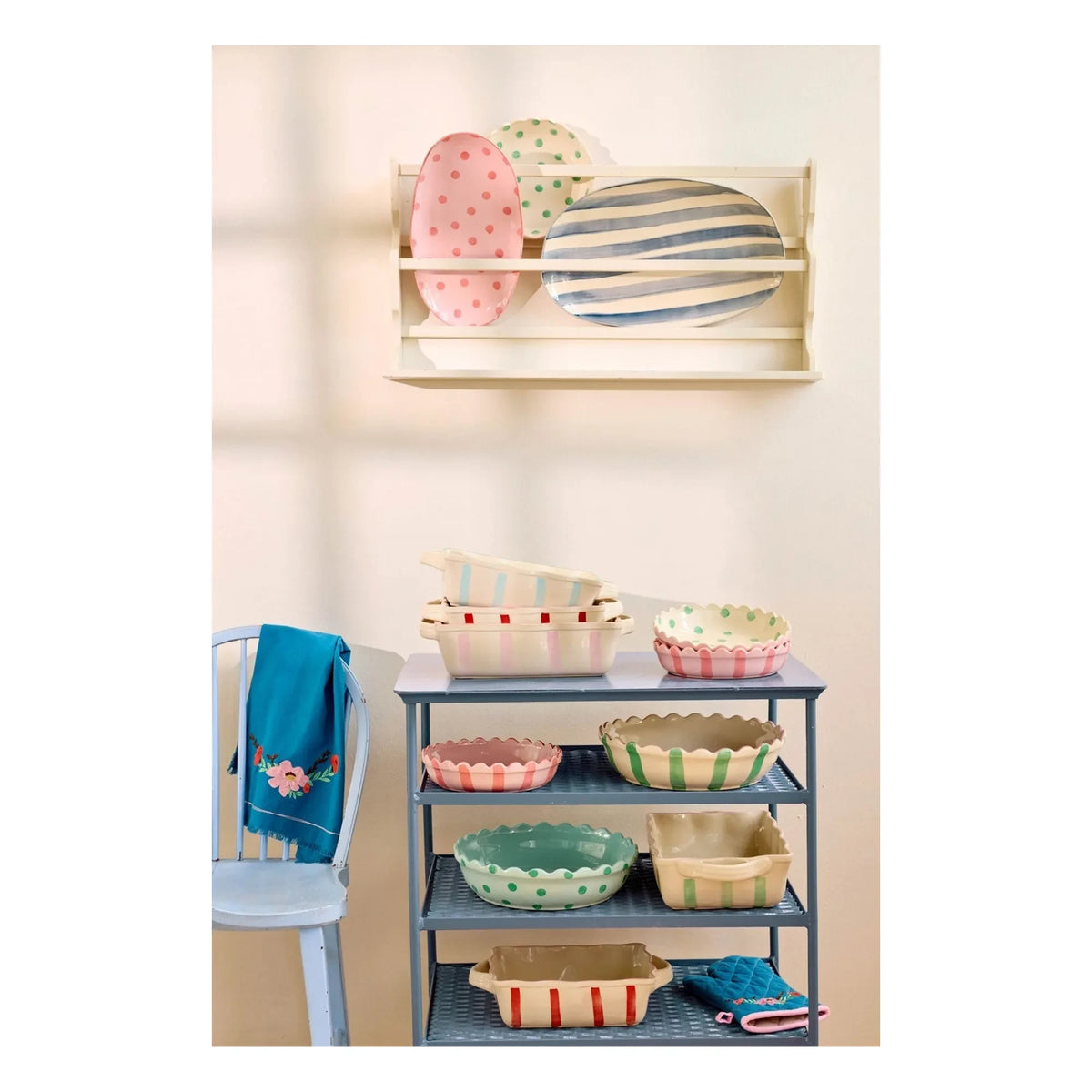 Rice - Striped Stone Ceramic Baking Dish | Green
