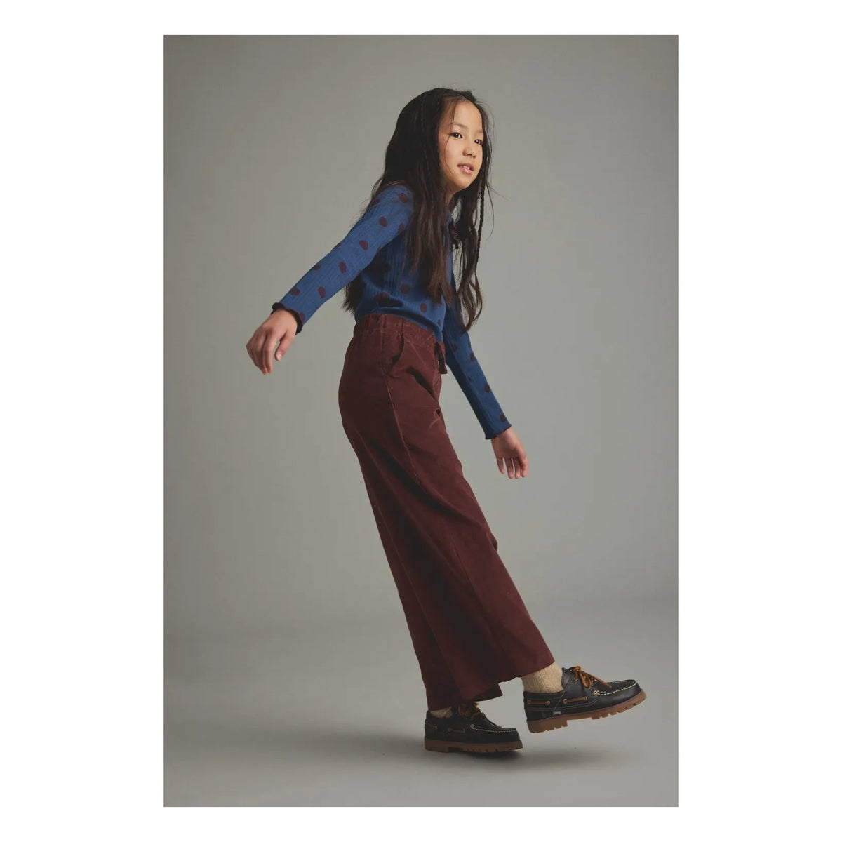 Cozmo - Channel Knit T-Shirt Claudine Collar Cala Dots Organic Cotton | Navy