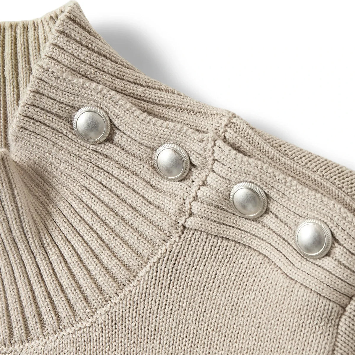 Sofie Schnoor - Margaretsy Striped Funnel Neck Sweater | Ecru