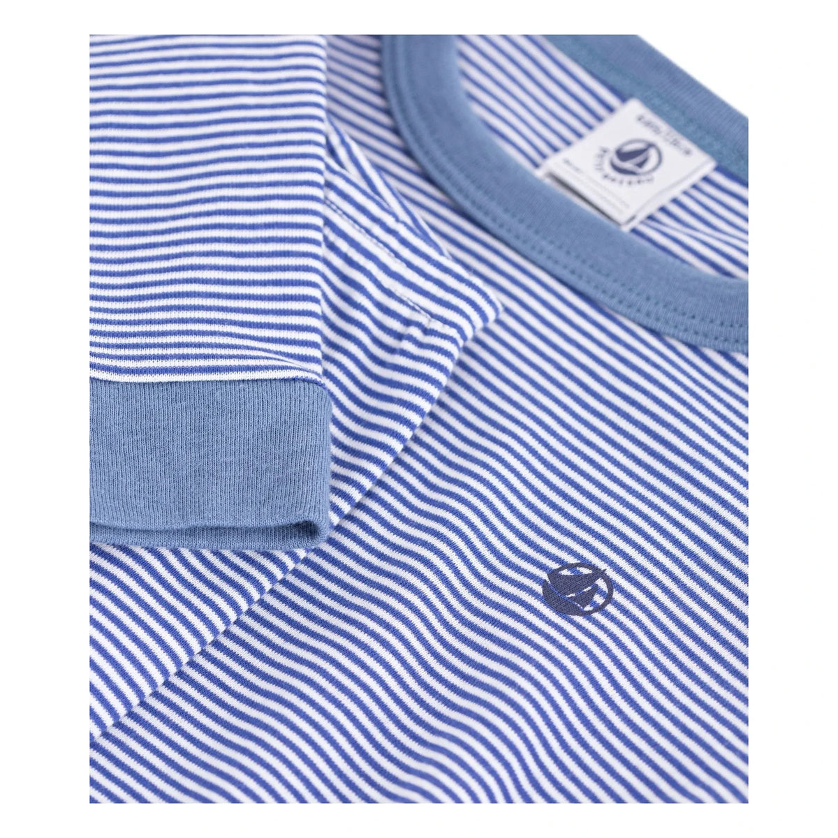 Petit Bateau - Milleraies Organic Cotton Slim Fit Striped Pajama | Blue