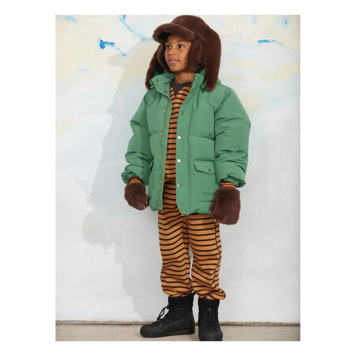 Mini Rodini - Striped Organic Cotton Jogger | Brown