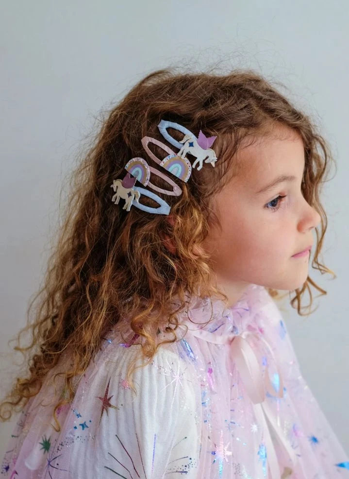Mimi & Lula - 4-piece Unicorn and Rainbow hair clip set | Pink