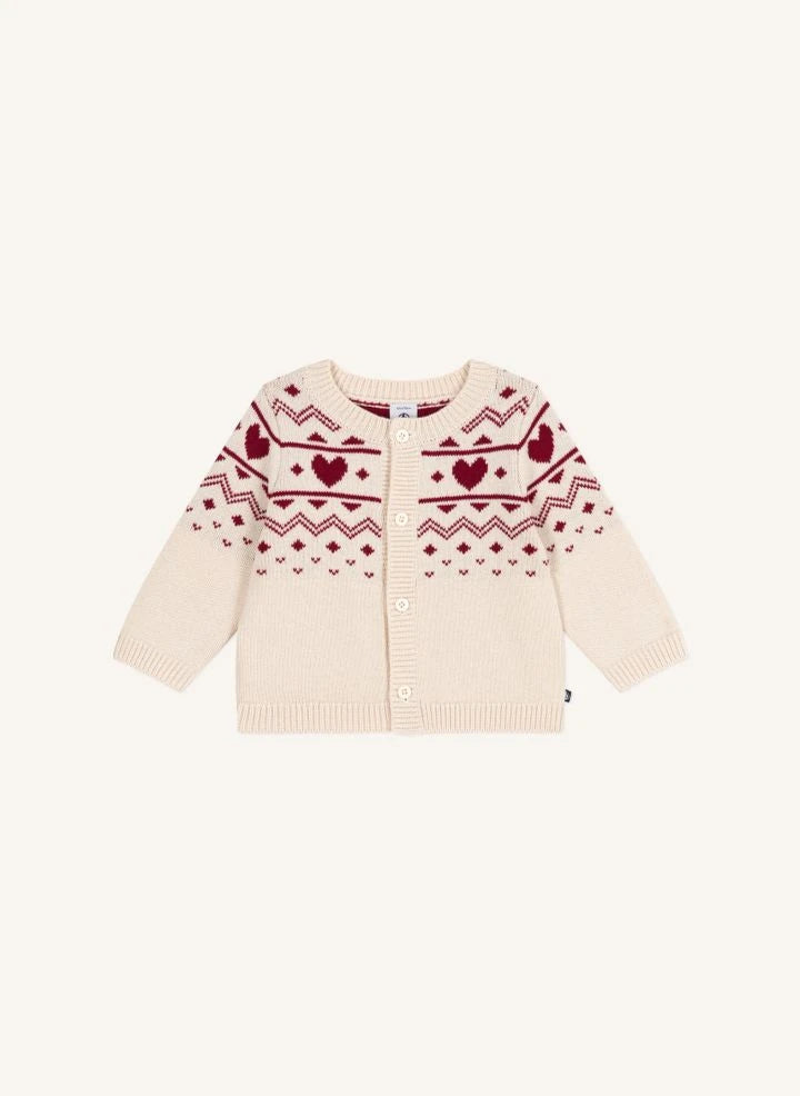 Petit Bateau - Baby Wool Heart Vest | Ecru