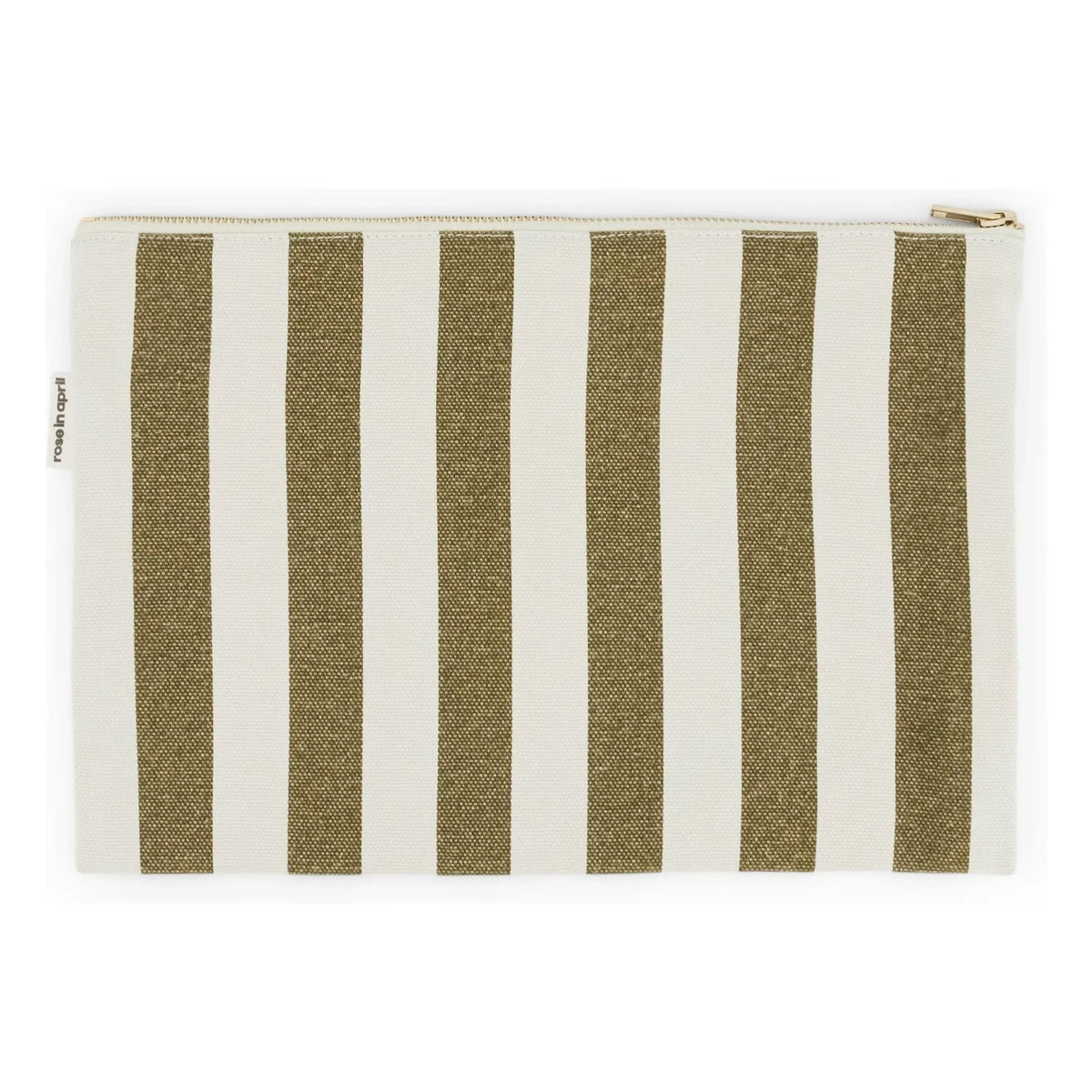 Rose in April - Lili Striped Portfolio Bag | Olive Green