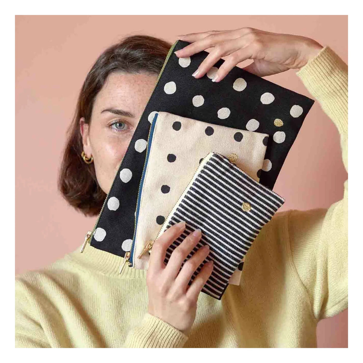La cerise sur le gâteau - Mio Organic Cotton Polka Dot Bags | Ecru