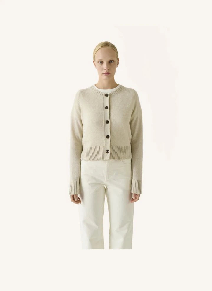 Soeur - Virginia Merino Wool Cardigan | Heather beige