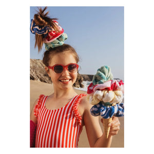 Jera Mini - Striped Ruffled Swimsuit | Red