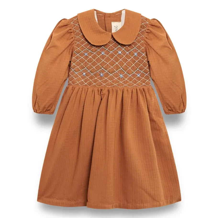 birinit - Organic Cotton Gathered Dress | Terracotta