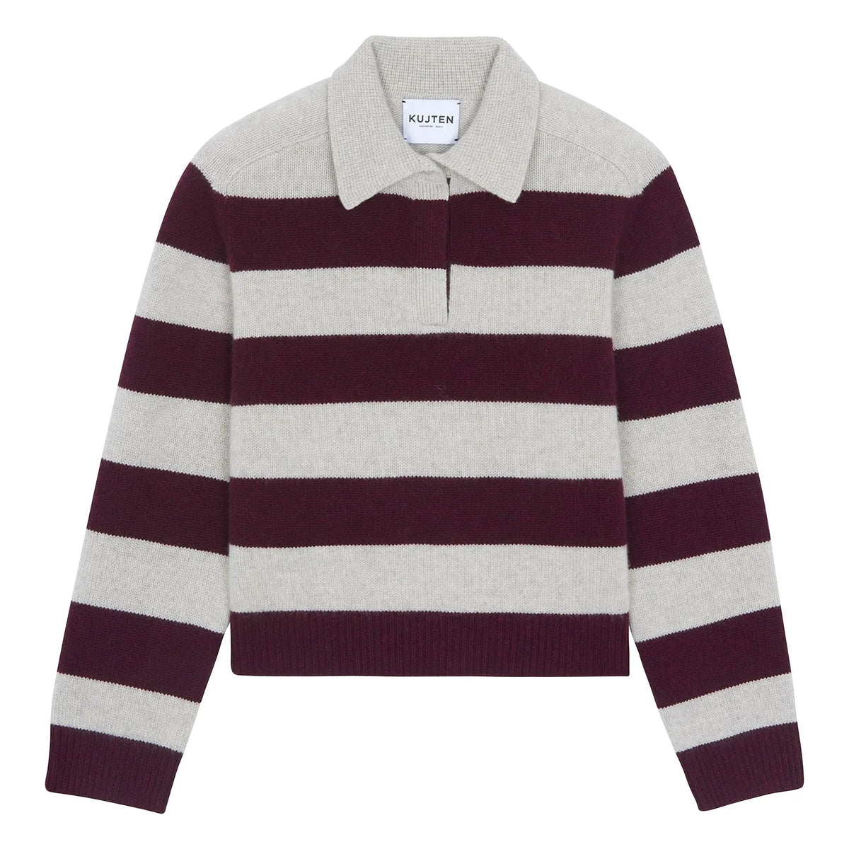 Kujten - Royce Cashmere Striped Sweater | Burgundy