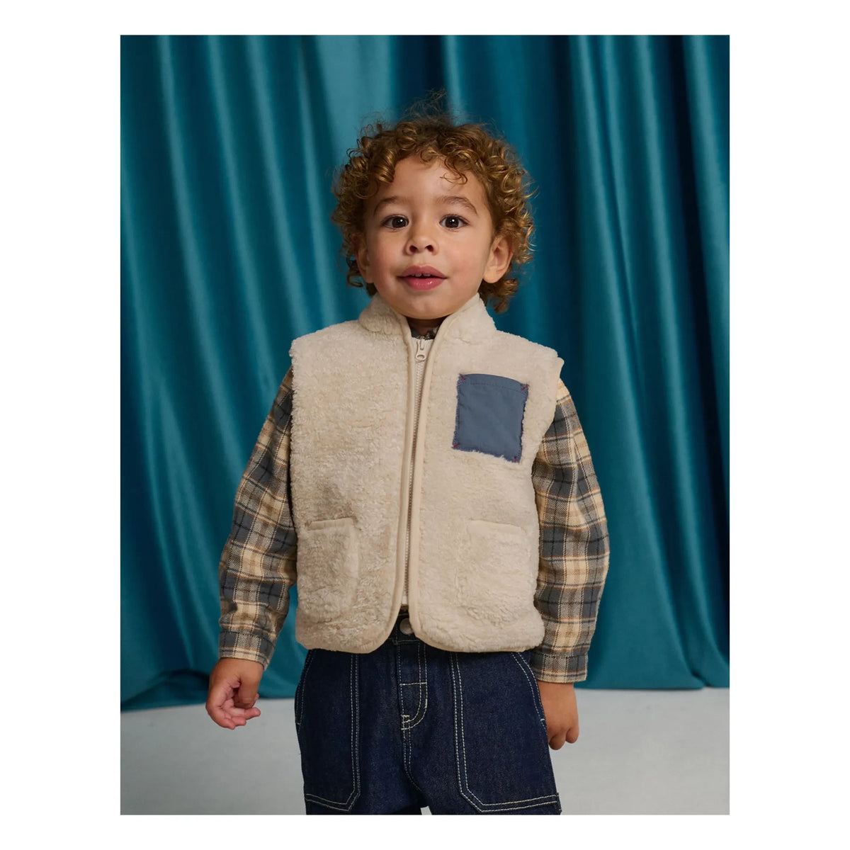 Gingersnaps - Orazio Sleeveless Sherpa Vest | Ecru