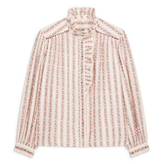 Louise Misha - Cora Organic Cotton Striped Blouse | Cream