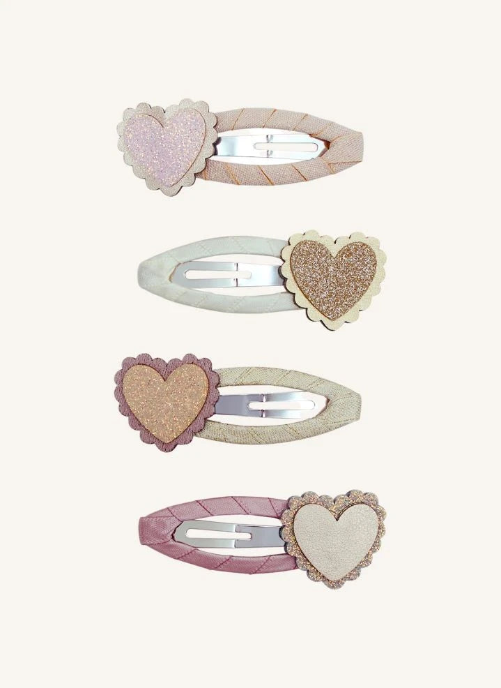 Mimi & Lula - 4-piece Heart-Shaped Festival Hair Clip Set | Pink
