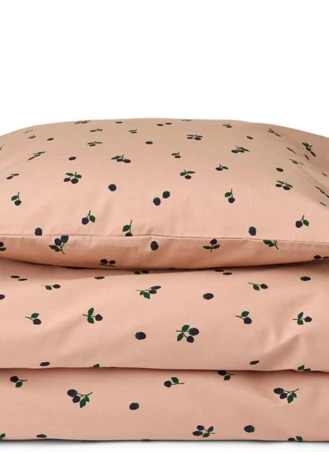 Liewood - Organic Cotton Duvet Cover Set | Mini Berry/Pale Tuscany