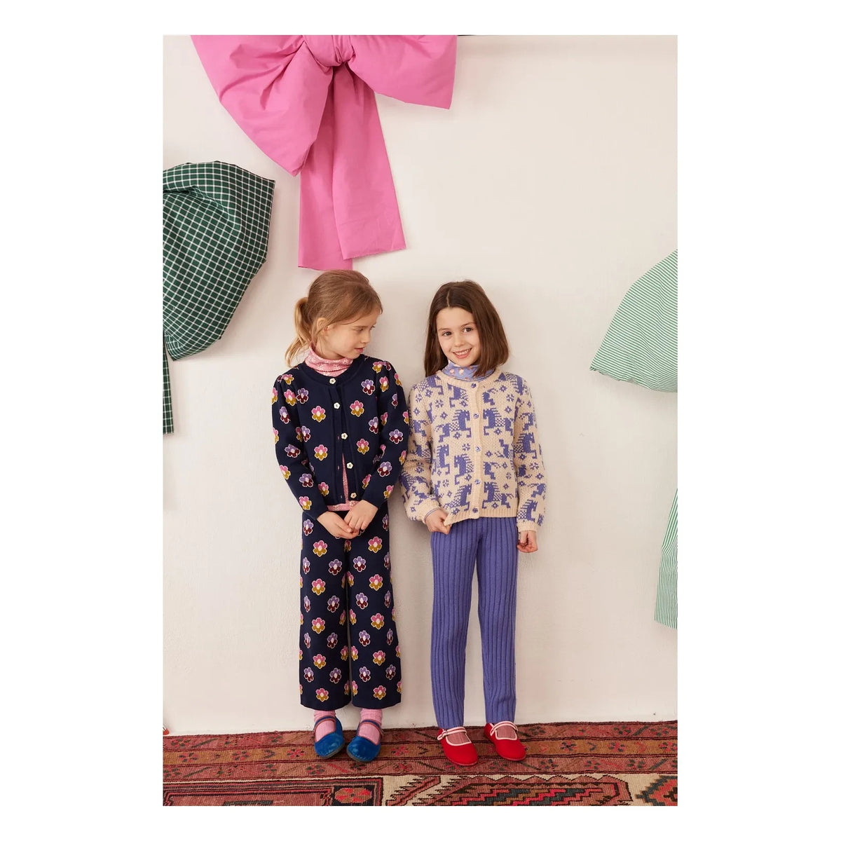 Hello Simone - Mathilda Floral Pattern Knit Pants | Navy