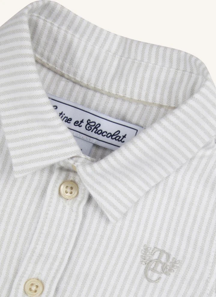 Tartine et Chocolat - TC Striped Baby Shirt | Light Grey