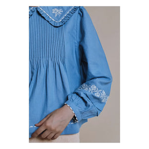 Emile et Ida - Elena Embroidered Blouse | Blue