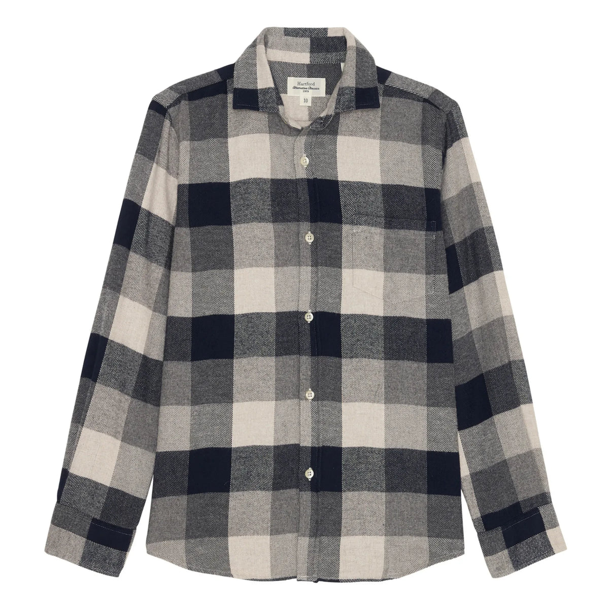 Hartford - Paul Flannel Checkered Shirt | Navy - Off White