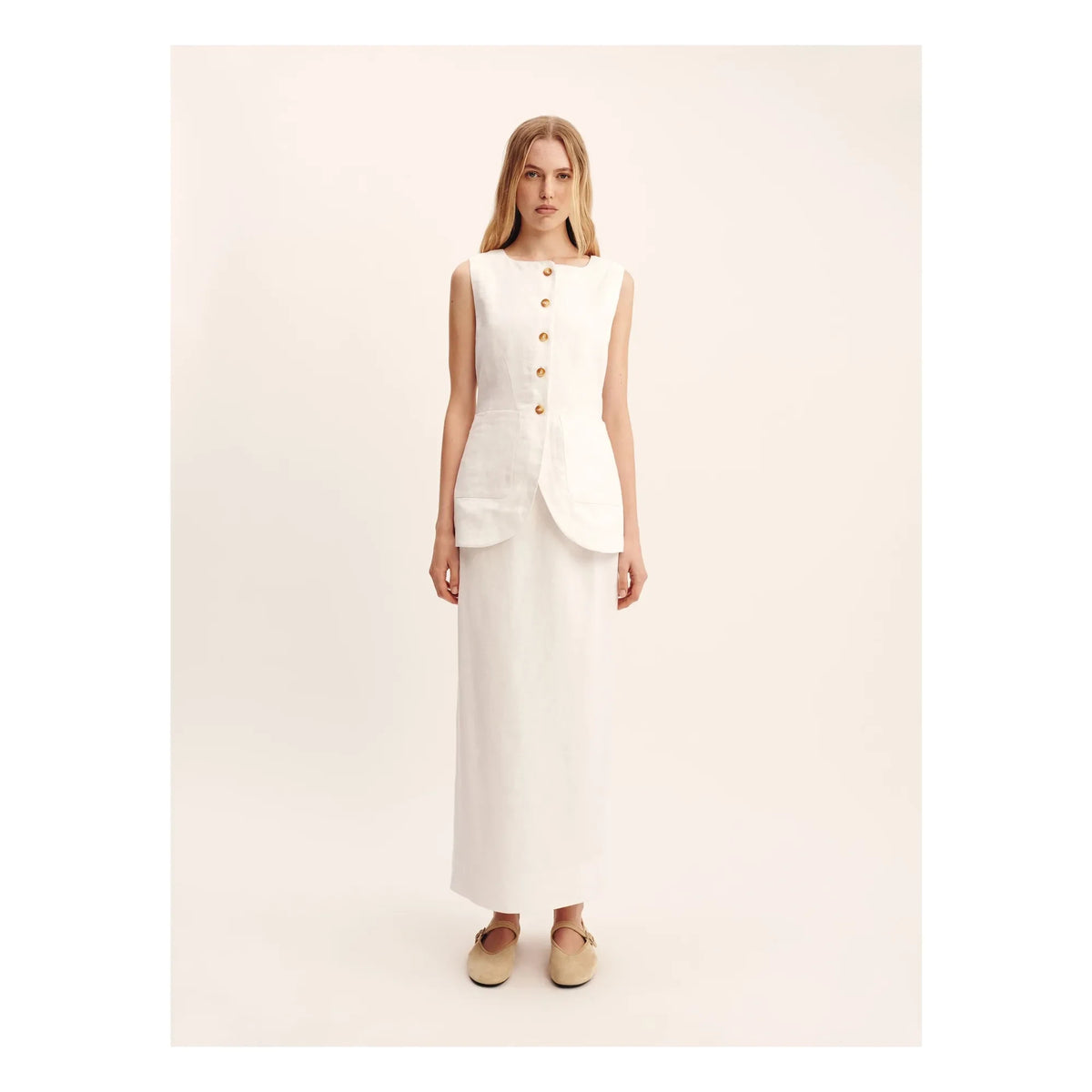Posse - Emma Sleeveless Linen Vest | Cream