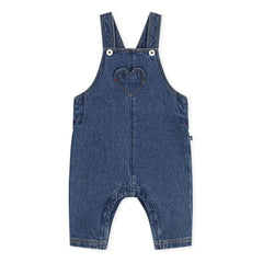 Petit Bateau - Organic Cotton Denim Heart Dungaree | Blue