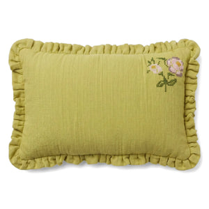 Editions Aimable - Camille Ruffled Pillow | Pistachio Green