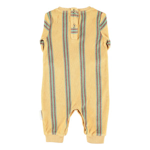 Piupiuchick - Striped Organic Cotton Terry Romper | Yellow