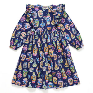Maison Mangostan - Porcelain Ruffled Dress | Dark Blue