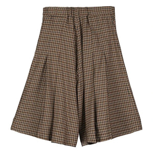 Tangerine - High Waisted Houndstooth Bermuda Shorts | Brown