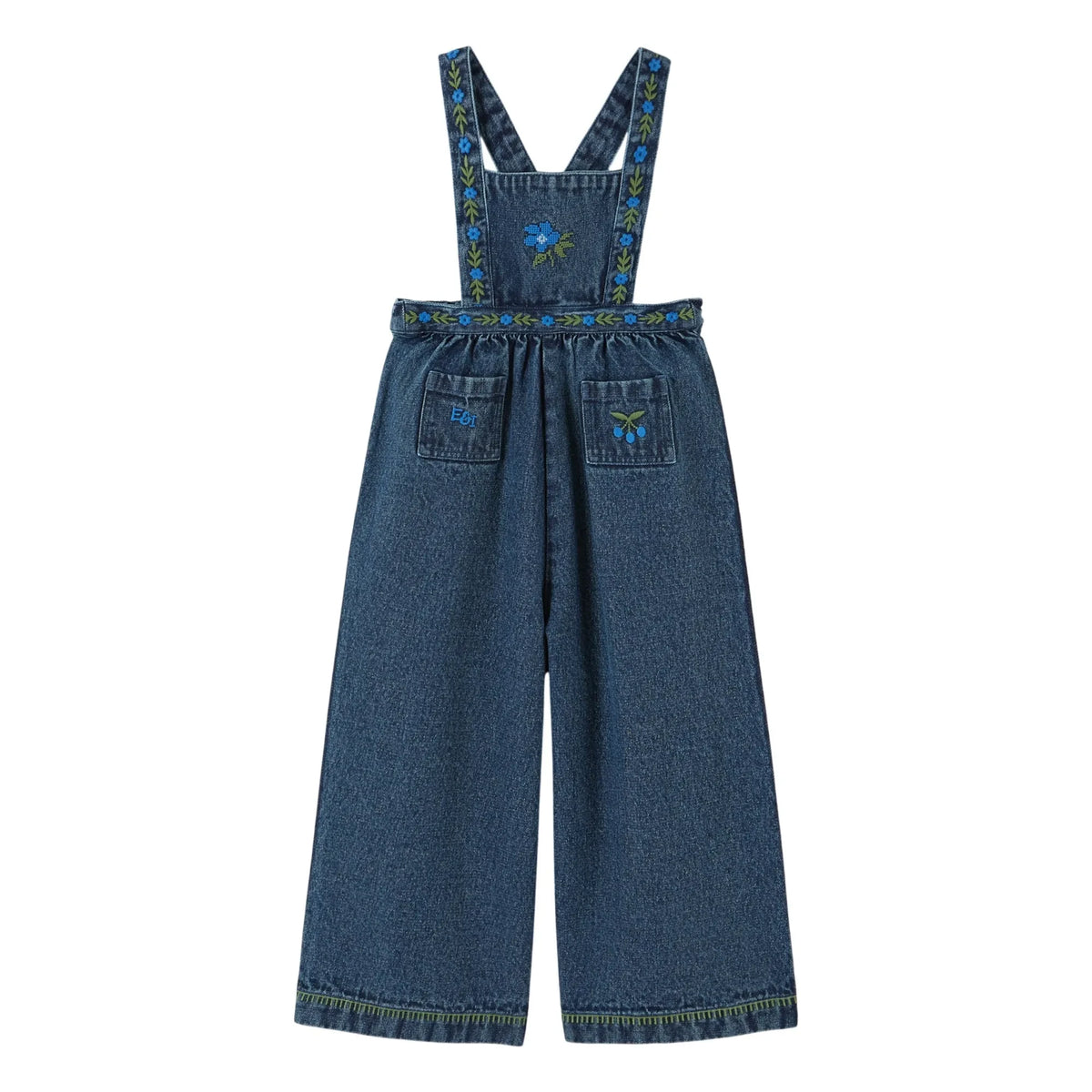 Emile et Ida - Embroidered Denim Dungaree | Dark Blue