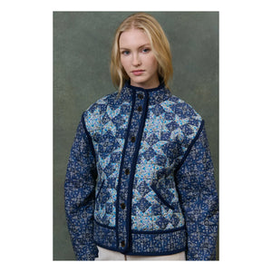 Louise Misha - Omotayo Midnight Star Patchwork Organic Cotton Jacket - Women's Collection | Blue