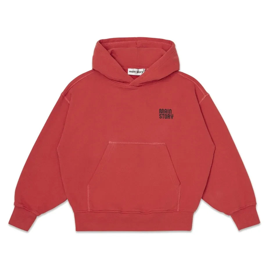 Main Story - Organic Cotton Logo Hoodie Sweatshirt | Red