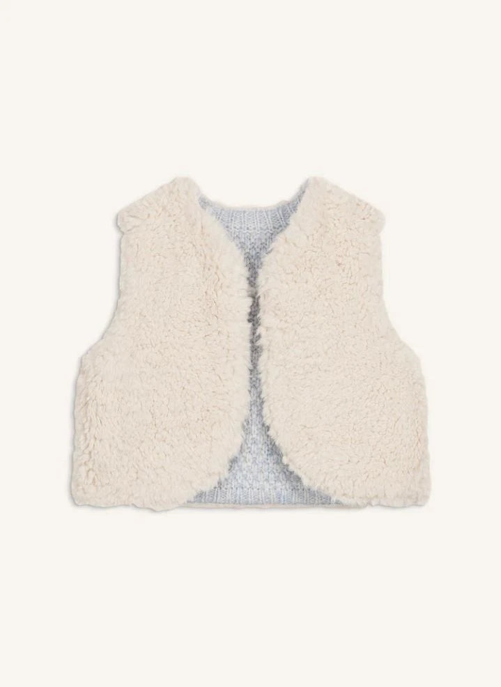 Louise Misha - Yolette Alpaca Sleeveless Reversible Jacket | Light blue